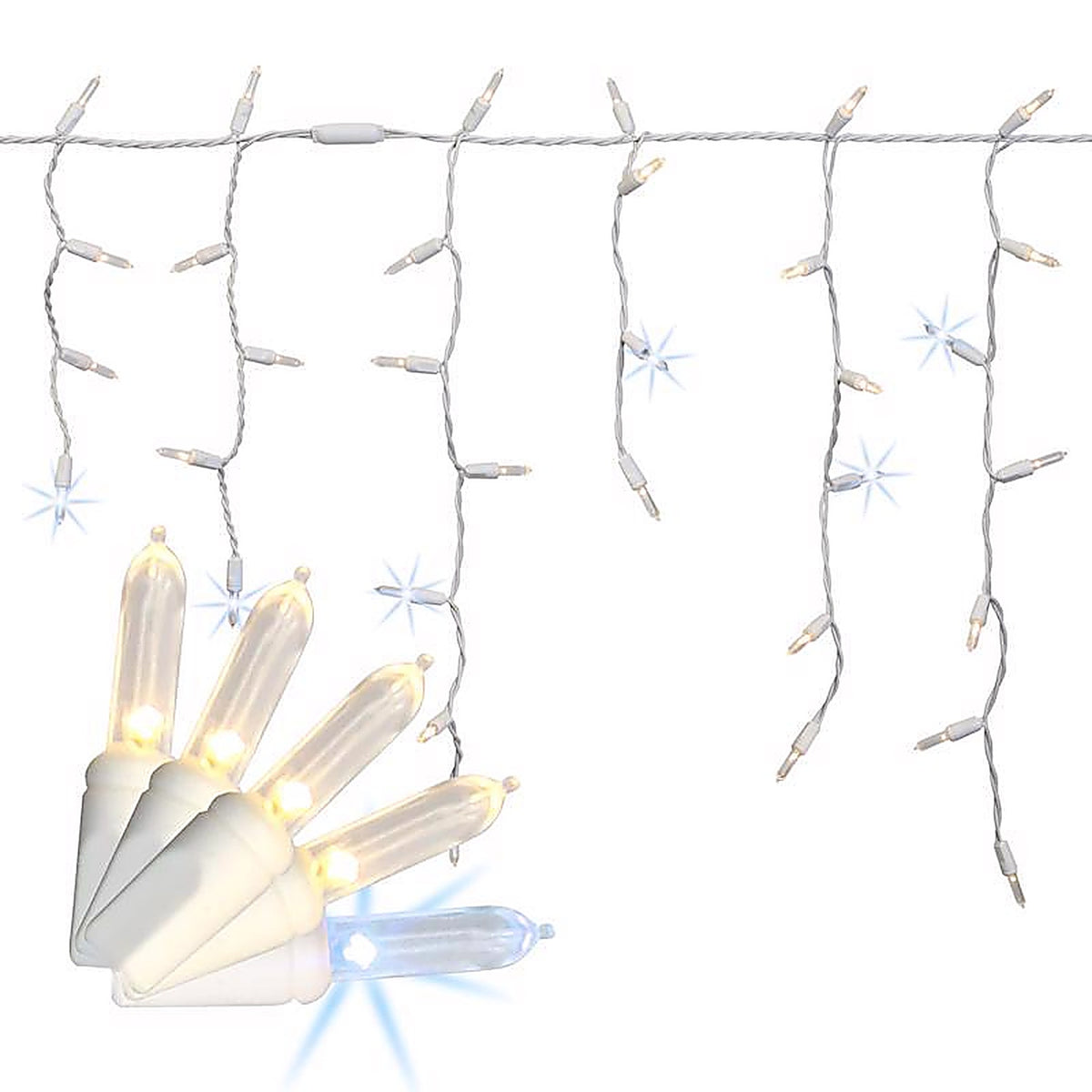 Celebrations - ICT5PWSA - Platinum LED T5 Pure White 100 CT Icicle Christmas Lights 9.5 Ft.