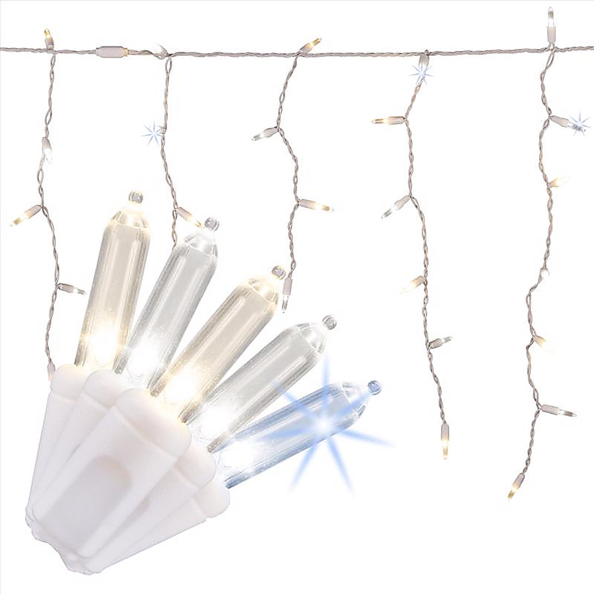 Celebrations - ICT5CHSA - Platinum LED T5 Pure White/Warm White 100 CT Icicle Christmas Lights 9.5 Ft.