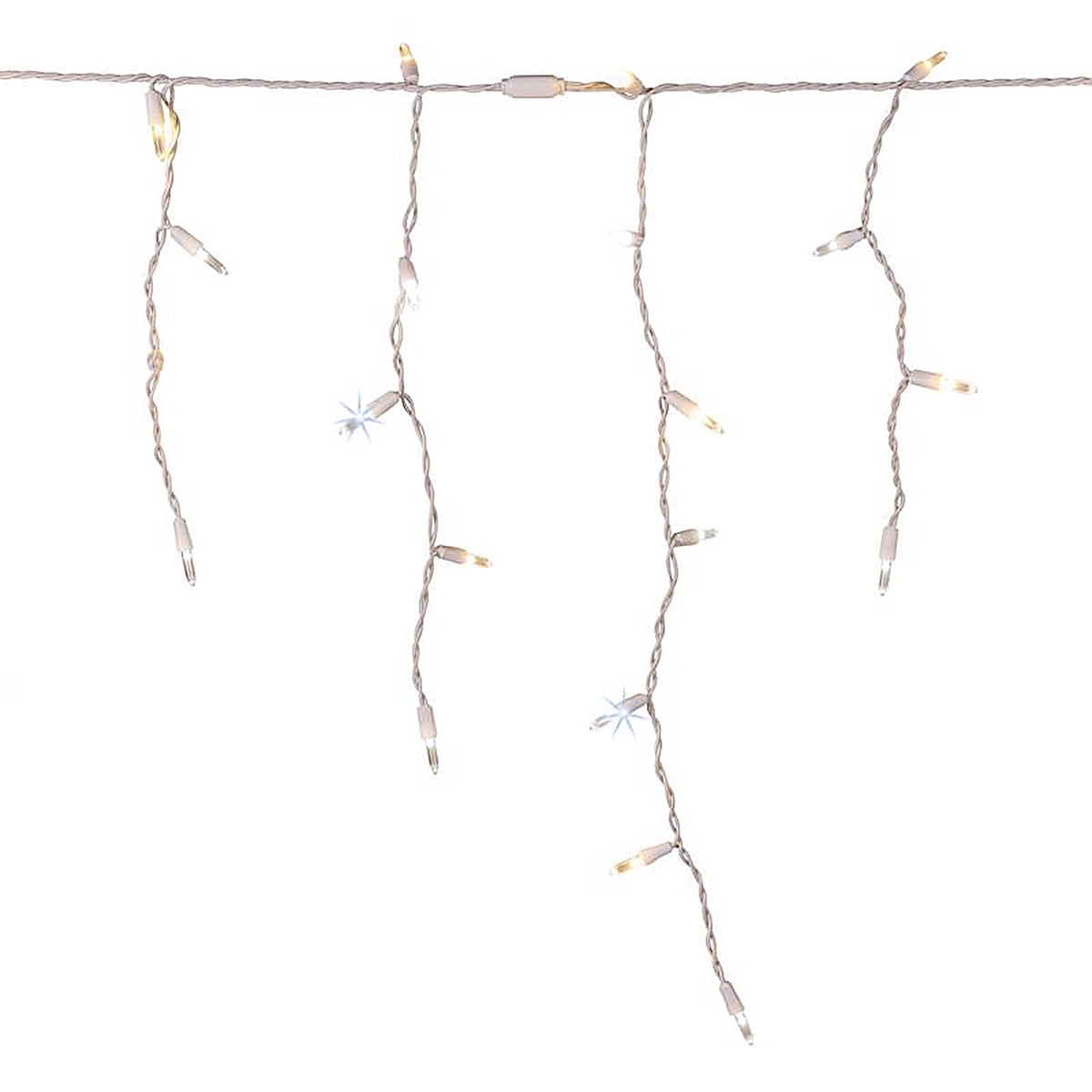 Celebrations - ICT5CHSA - Platinum LED T5 Pure White/Warm White 100 CT Icicle Christmas Lights 9.5 Ft.