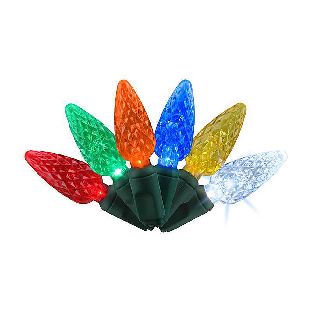 Celebrations - C650RFSA - Platinum LED C6 Multicolored 50 CT String Christmas Lights 25 Ft.