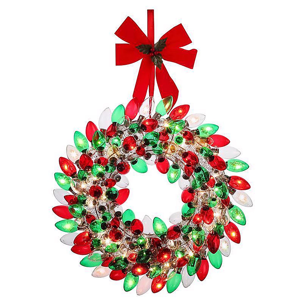 Mr. Christmas - 10910AC - 17.75 In. D LED Prelit Multicolored Bulb Wreath