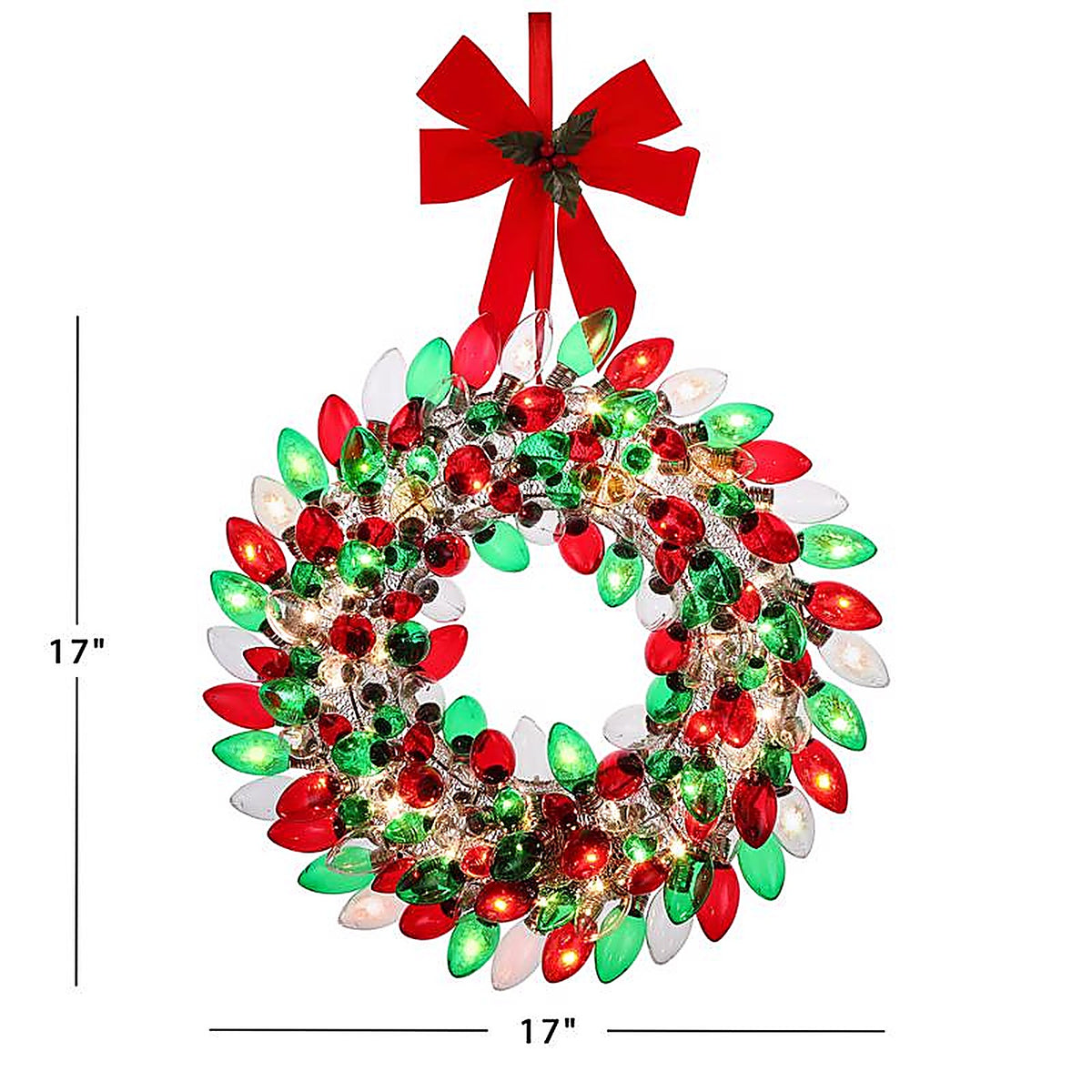 Mr. Christmas - 10910AC - 17.75 In. D LED Prelit Multicolored Bulb Wreath