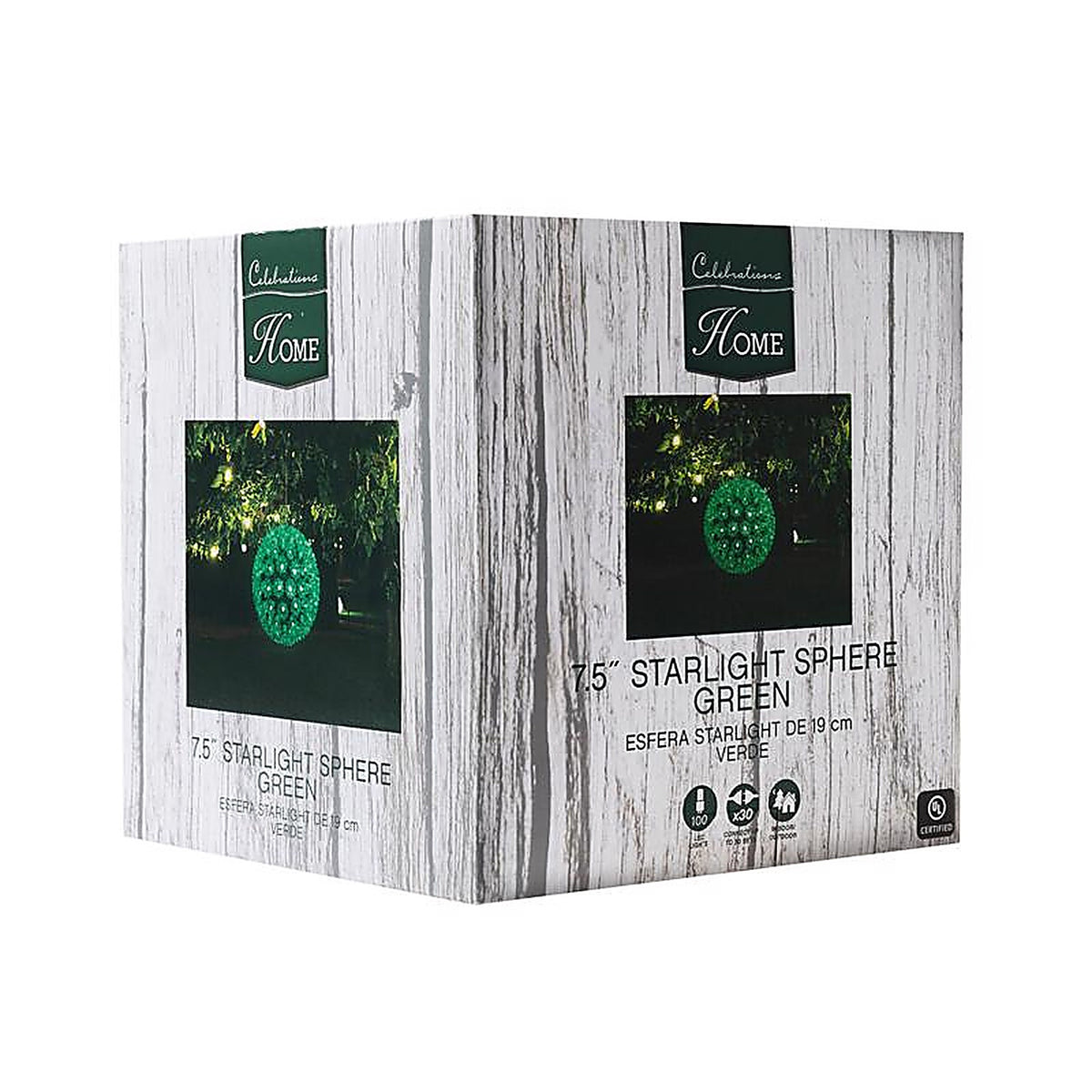 Celebrations - 75SLSGRA - LED Green Starlight Sphere 7.5 In. Hanging Decor