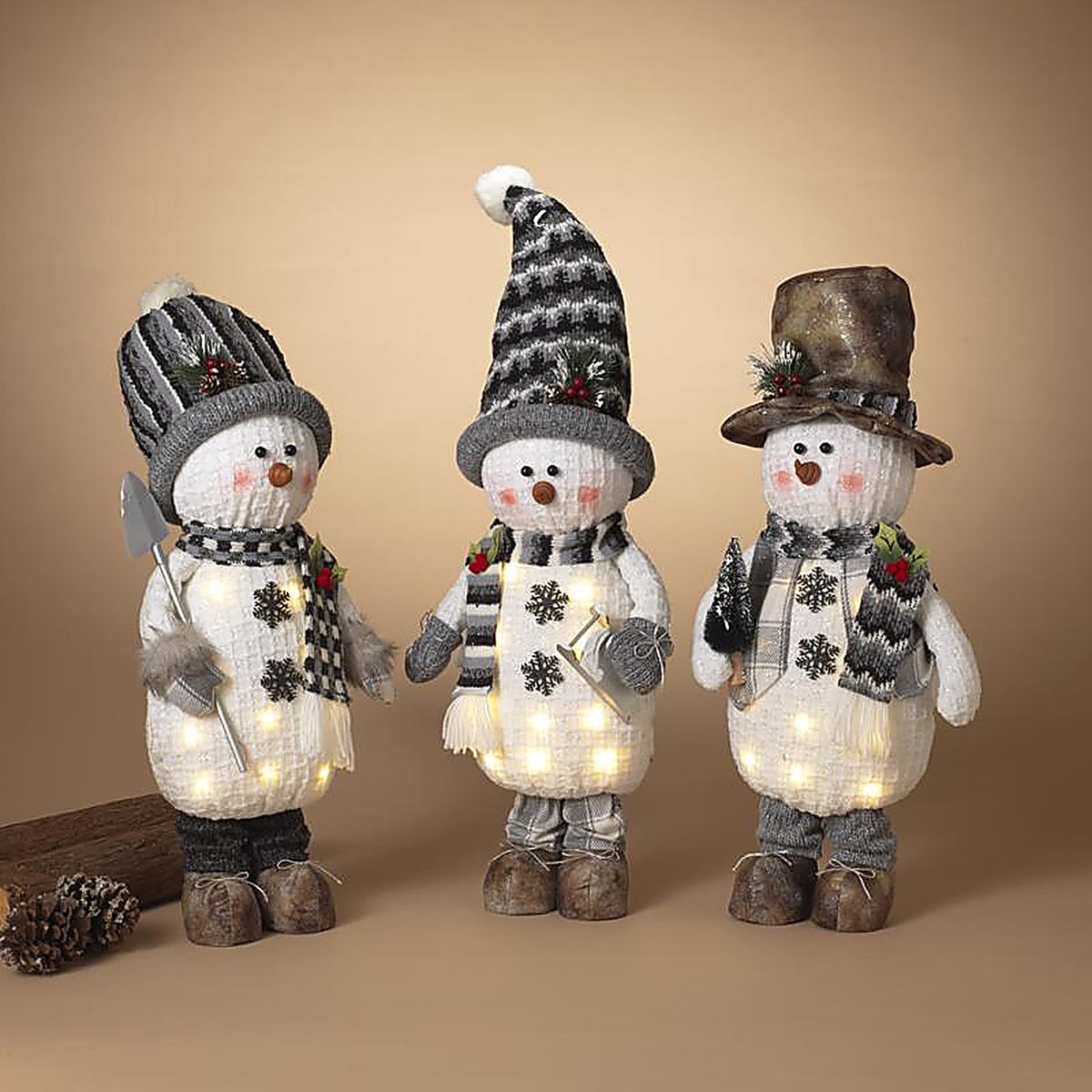 Gerson - 2657790 - Assorted Lighted Plush Snowmen Table Decor 22 In.