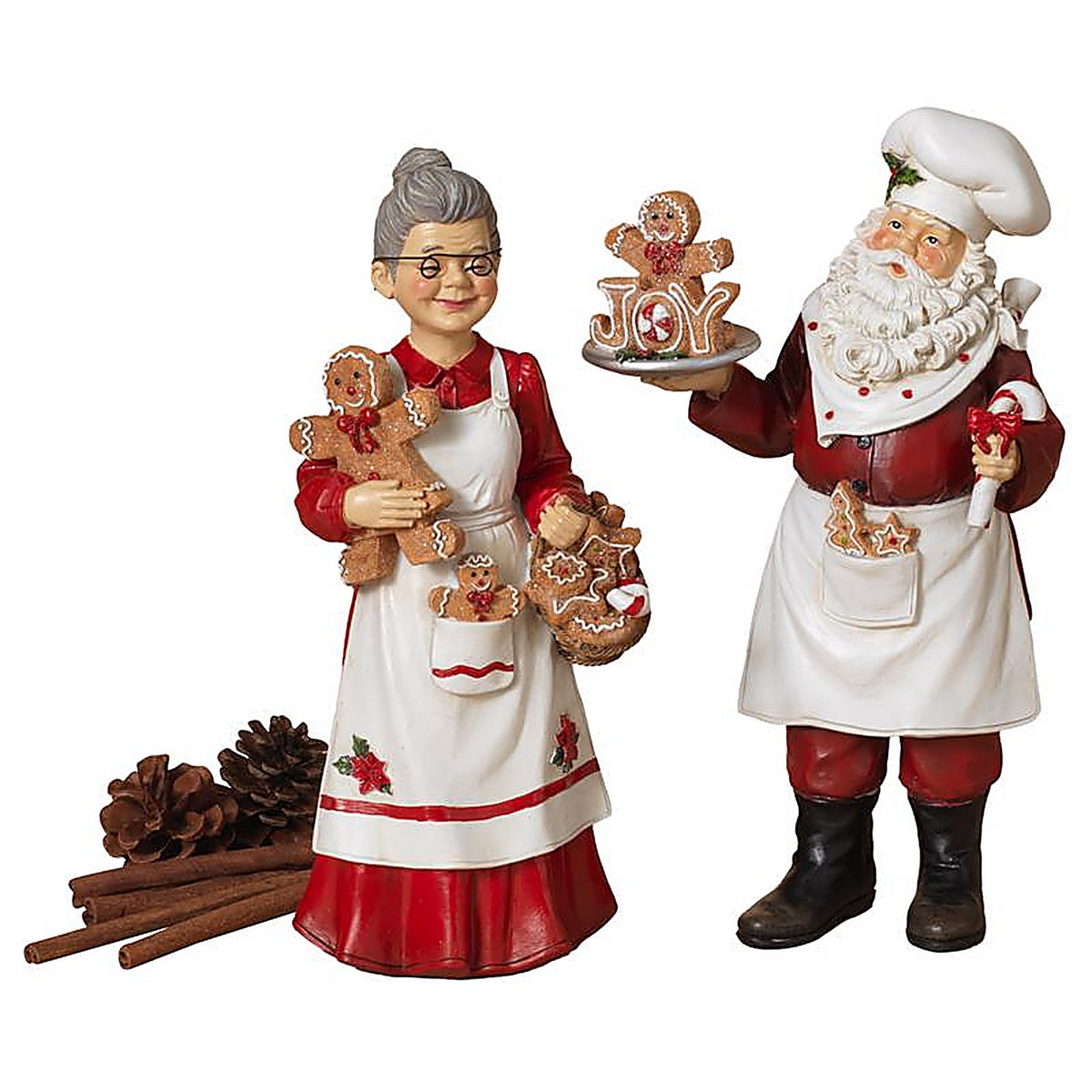 Gerson - 2599870 - Assorted Mr. & Mrs. Chef Santa Clause Figurine 12 In.