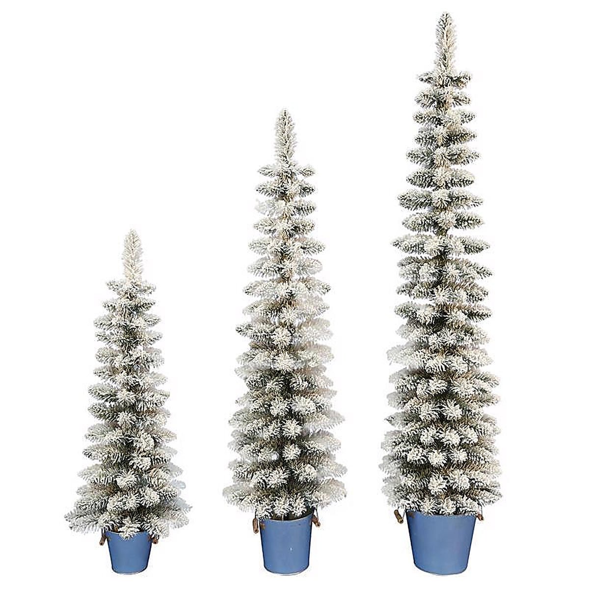 Celebrations - 25Y-430-3PCS - 5 Ft. Slim Flocked Pencil Christmas Tree