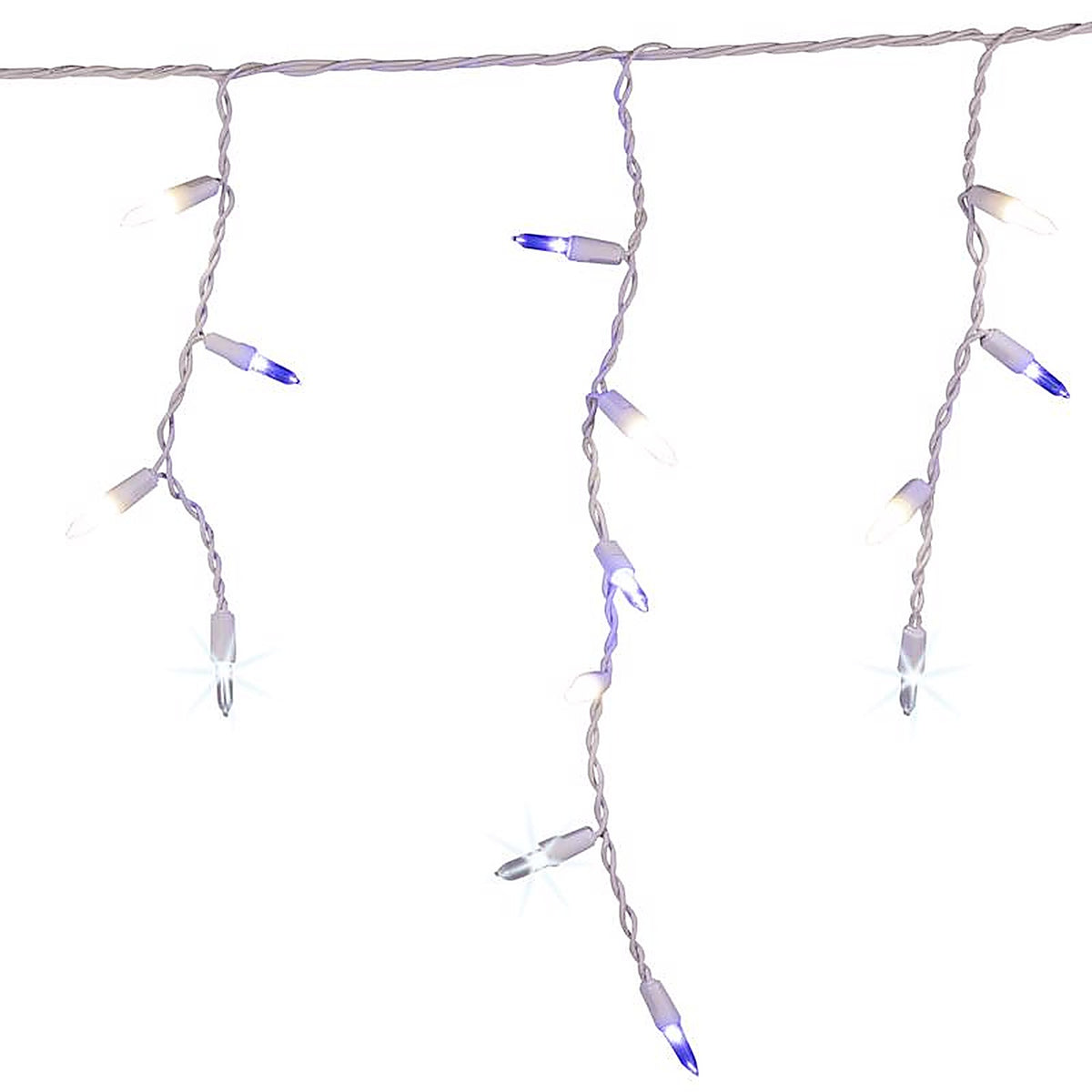 Celebrations - ICT5FZSA - Platinum LED T5 Blue/Pure White 100 CT Icicle Christmas Lights 9.5 Ft.
