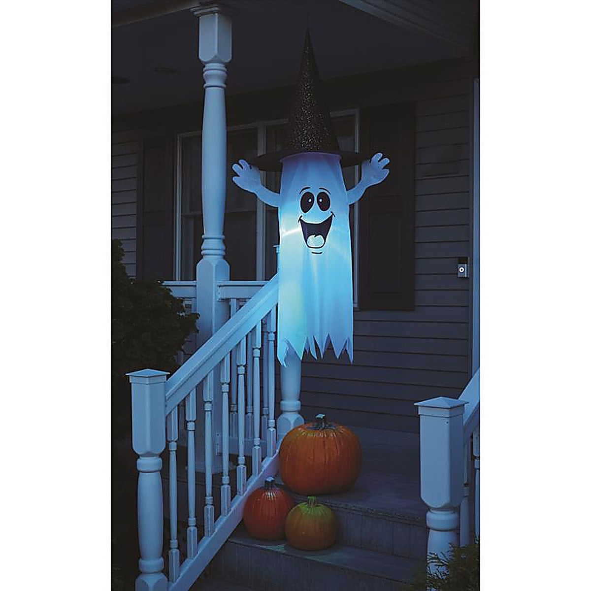 Fun World - 91969 - 5 Ft. Prelit Ghost w/Witch Hat Halloween Decor