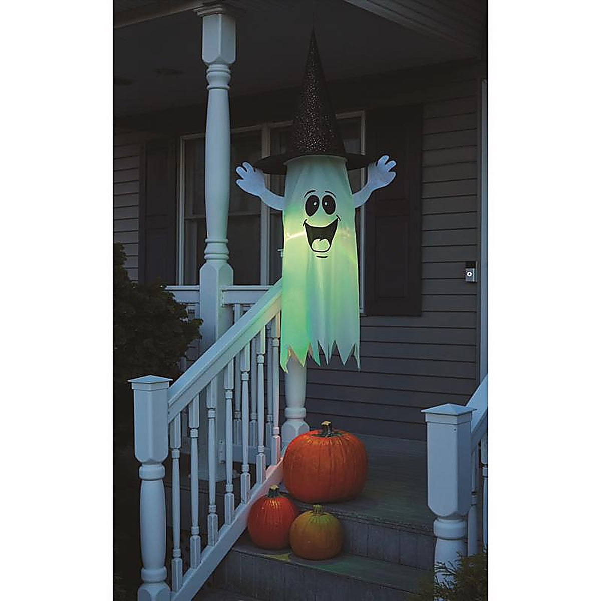 Fun World - 91969 - 5 Ft. Prelit Ghost w/Witch Hat Halloween Decor