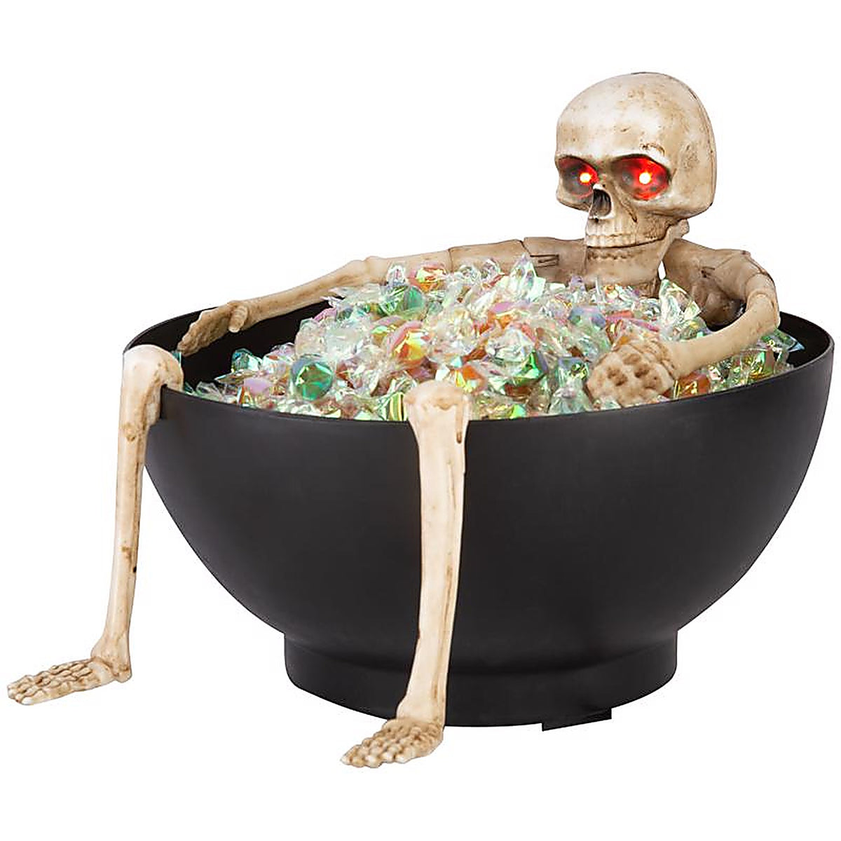 Gemmy - 227285 - Red 7.5 In. LED Candy Bowl Grabbing Skeleton Halloween Decor