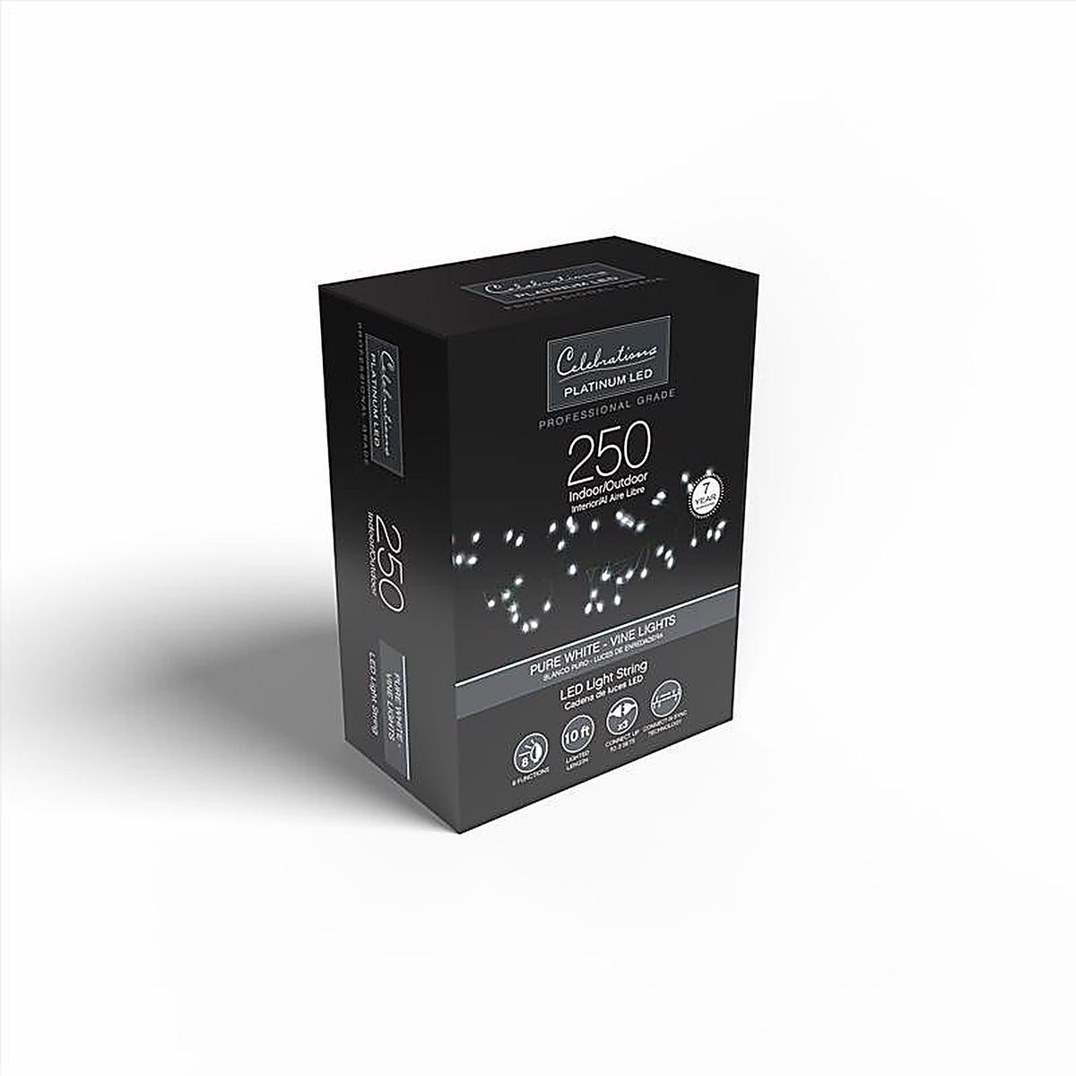 Celebrations - BSCCX250PWA - Platinum LED Big Seed Cluster Pure White 250 CT String Christmas Lights 10 Ft.