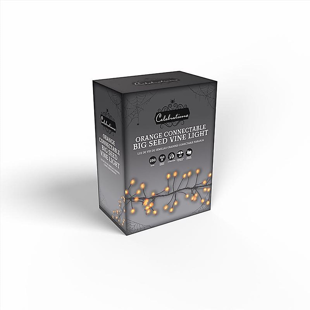 Celebrations - BSCCX250ORA - Orange 250 CT 3 In. LED Prelit Connectable Big Seed Cluster Halloween Lights