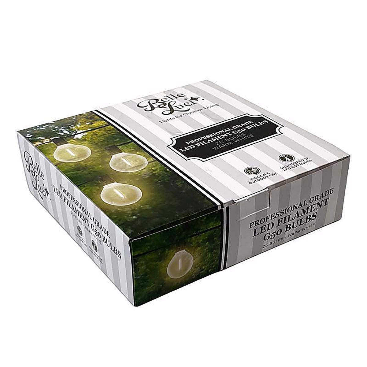 Belle Luci - 04-03008 - Holiday Bright Lights LED G50 Single Filament LED Replacement Bulb Warm White 2.5 In. 25