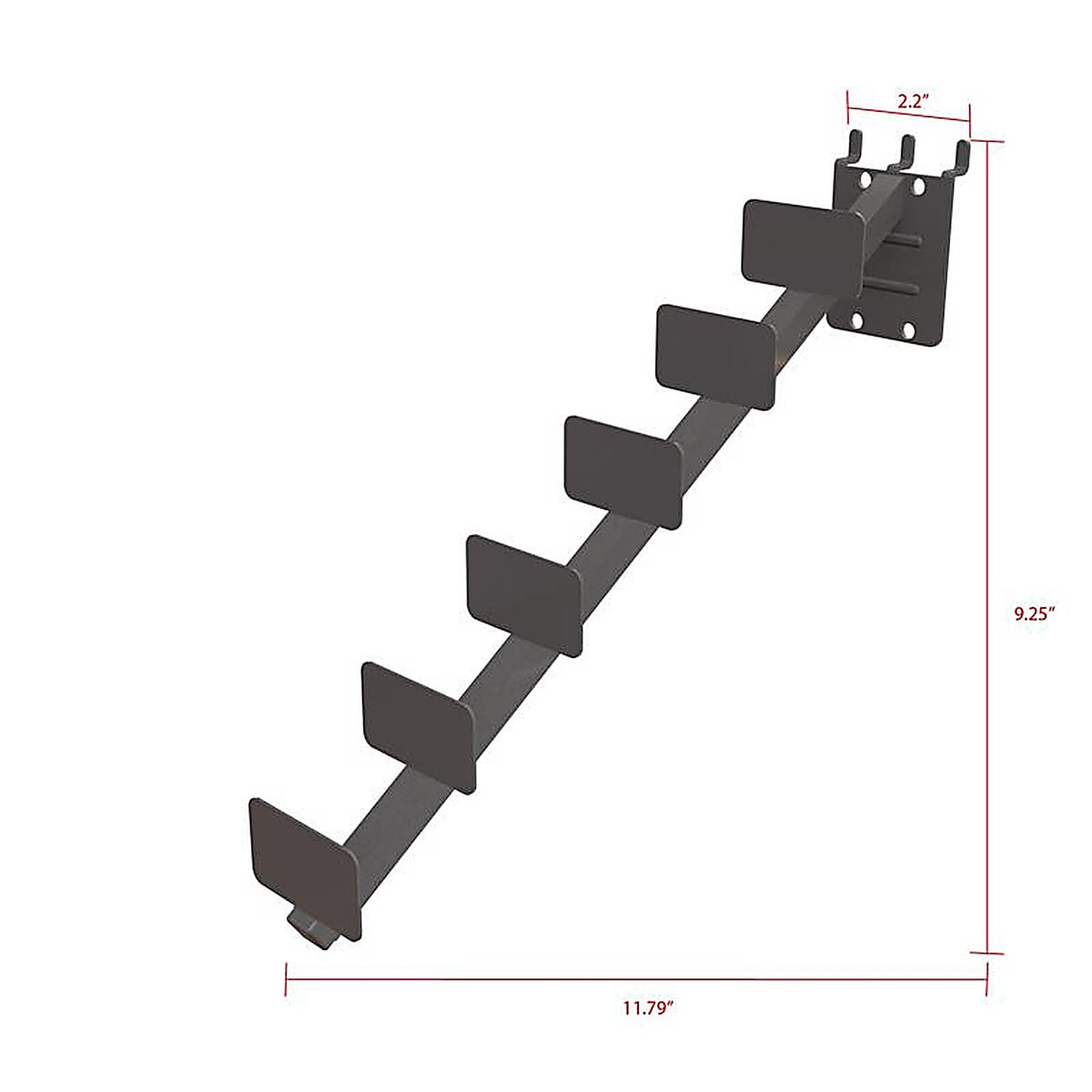 Wm Display Group - 9535 - 9 In. H X 2 In. W X 12 In. D Black Metal Accent Rug Hook Pegboard Display