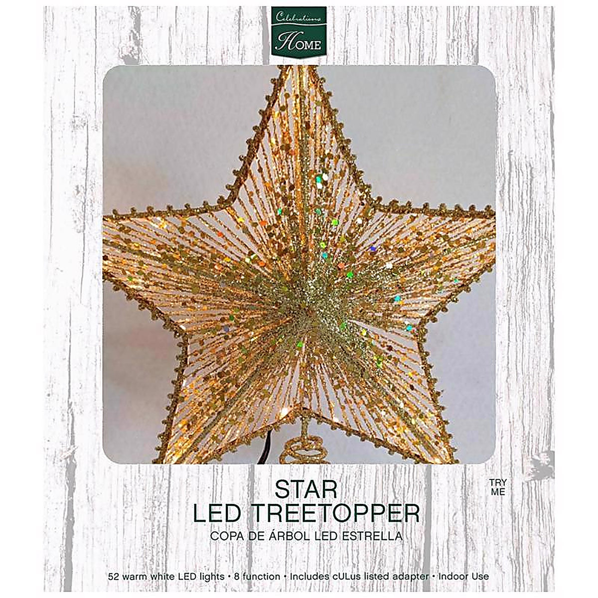 Celebrations - 49969-71 - LED Gold Star Tree Topper 11.5 In.