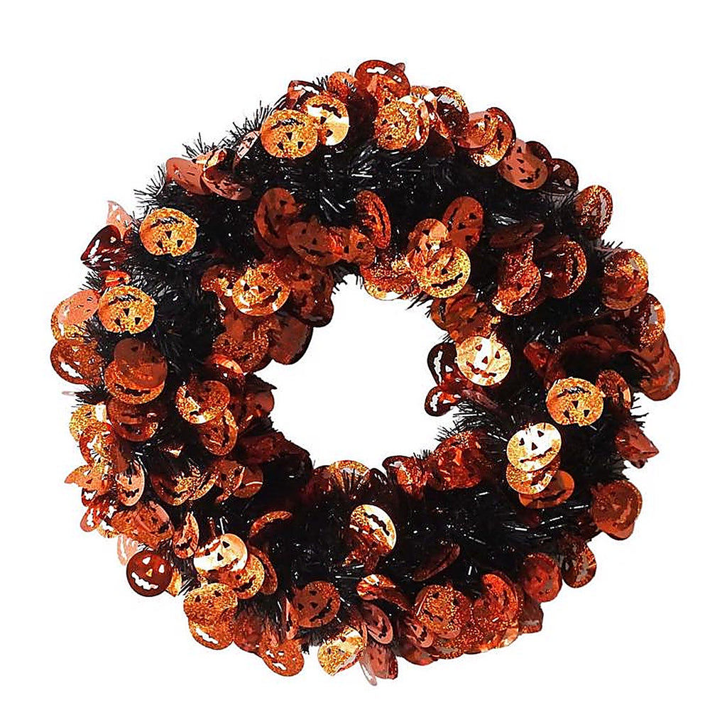 Fc Young - 17W-JHW - 17 In. 2 Assorted Designs- Tinsel Pumpkin/Bat Wreath