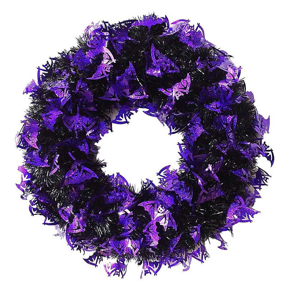 Fc Young - 17W-JHW - 17 In. 2 Assorted Designs- Tinsel Pumpkin/Bat Wreath