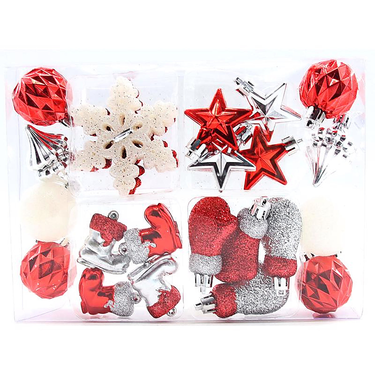 Celebrations - C-24053 B - Red/Silver/White Mini Assorted Ornaments