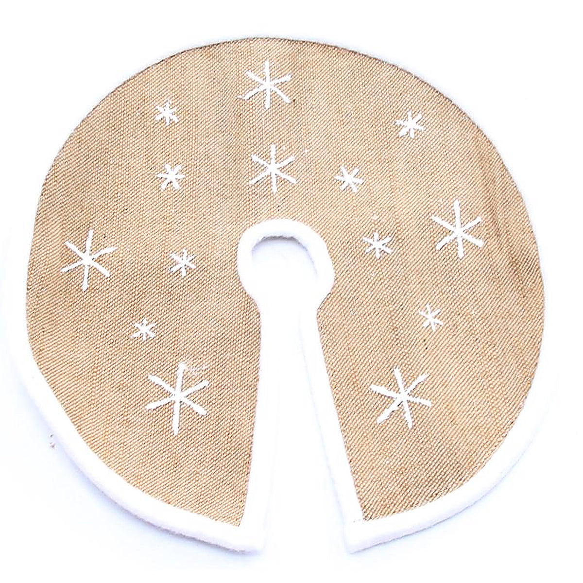 Celebrations - C-24923 C - Tan/White Snowflake Tree Skirt 12 In.