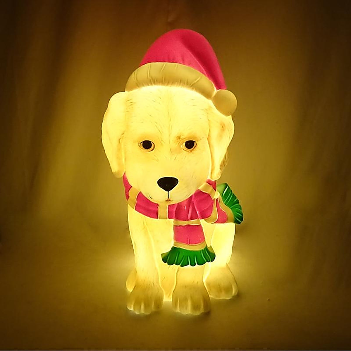 Alpine - LAJ118 - Golden Retriever Dog w/Santa Hat and LED Lights 24 In. Blow Mold