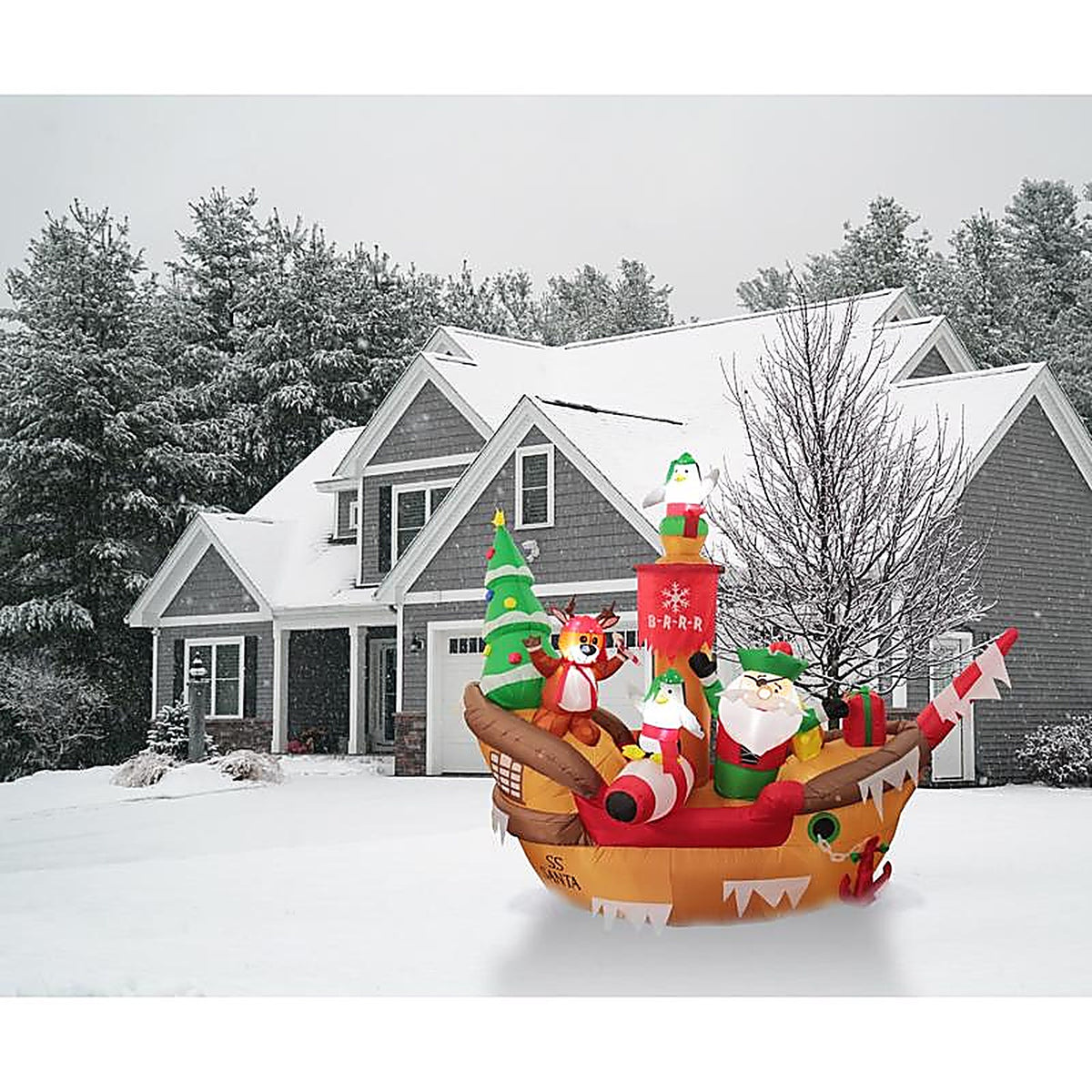 Celebrations - 23MY0509 - Long Pirate Santa Boat 9 Ft. Inflatable
