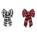Holiday Trims - 7932 - Assorted Plaid Wired Christmas Bow 14 In.