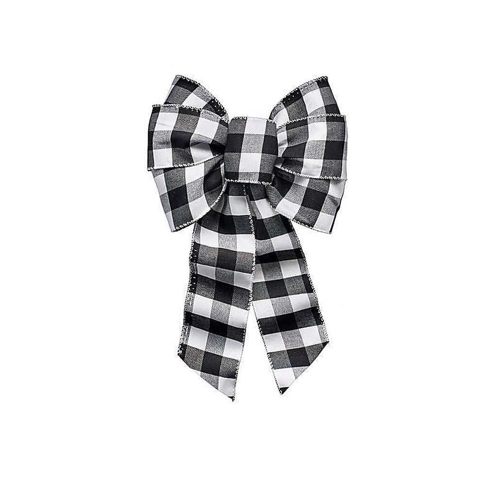 Holiday Trims - 7932 - Assorted Plaid Wired Christmas Bow 14 In.