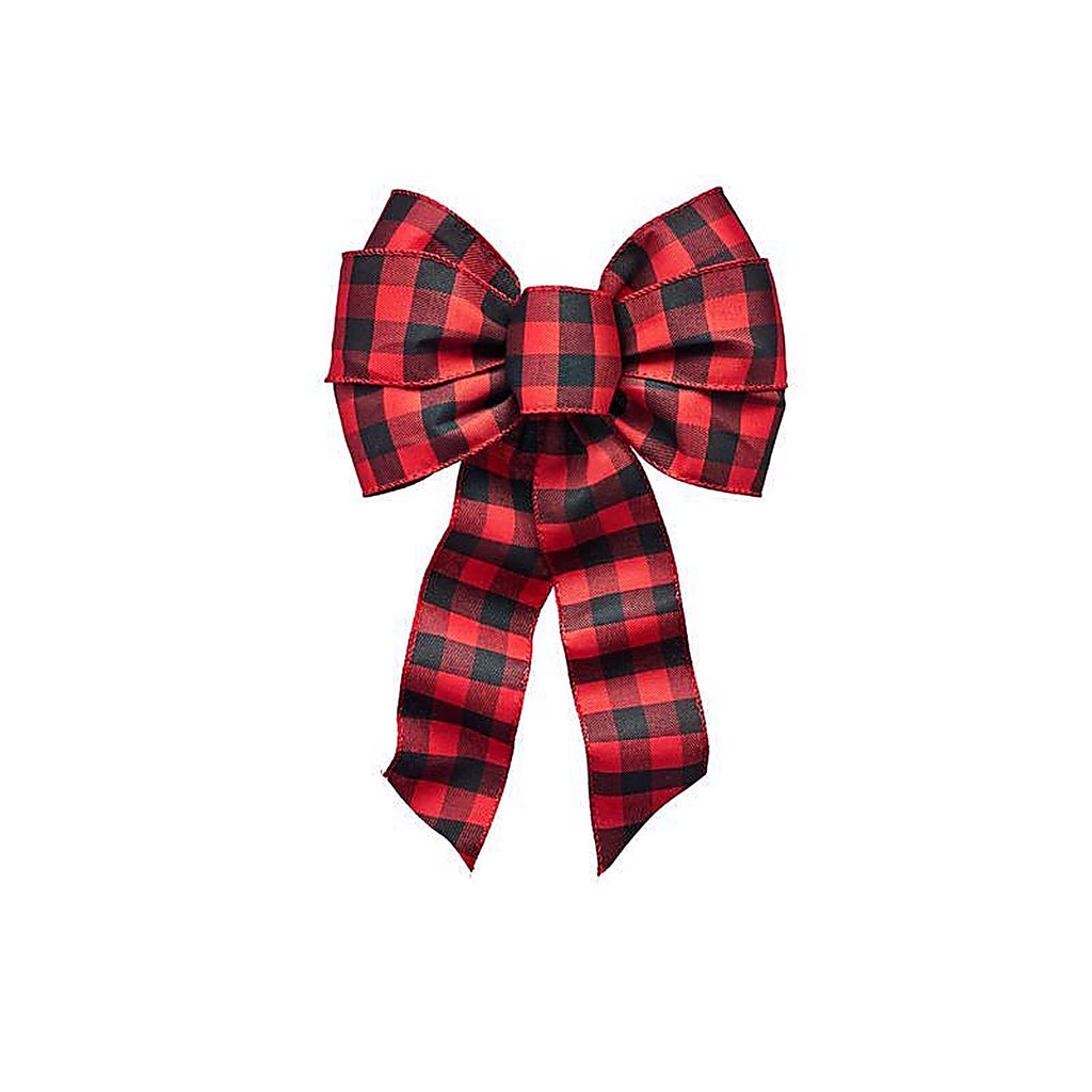 Holiday Trims - 7932 - Assorted Plaid Wired Christmas Bow 14 In.