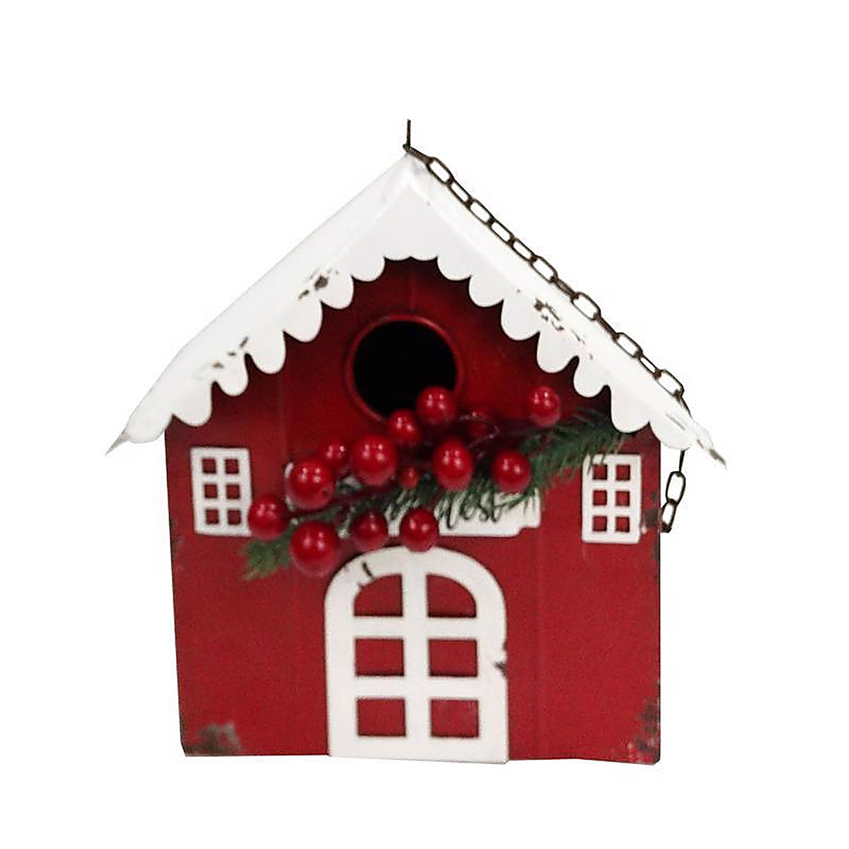 Alpine - YHL263HH - Hanging Red Barn Birdhouse 22In In. Hanging Decor