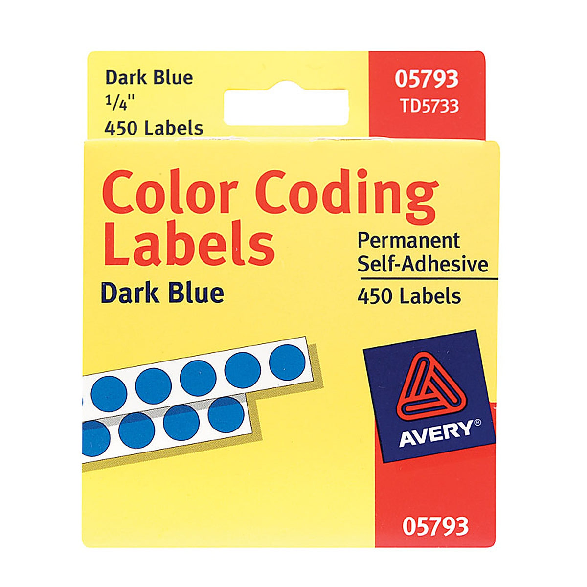 Avery - 05793 - 0.25 In. H X 1/4 In. W Round Blue Color Coding Label 450 Pack