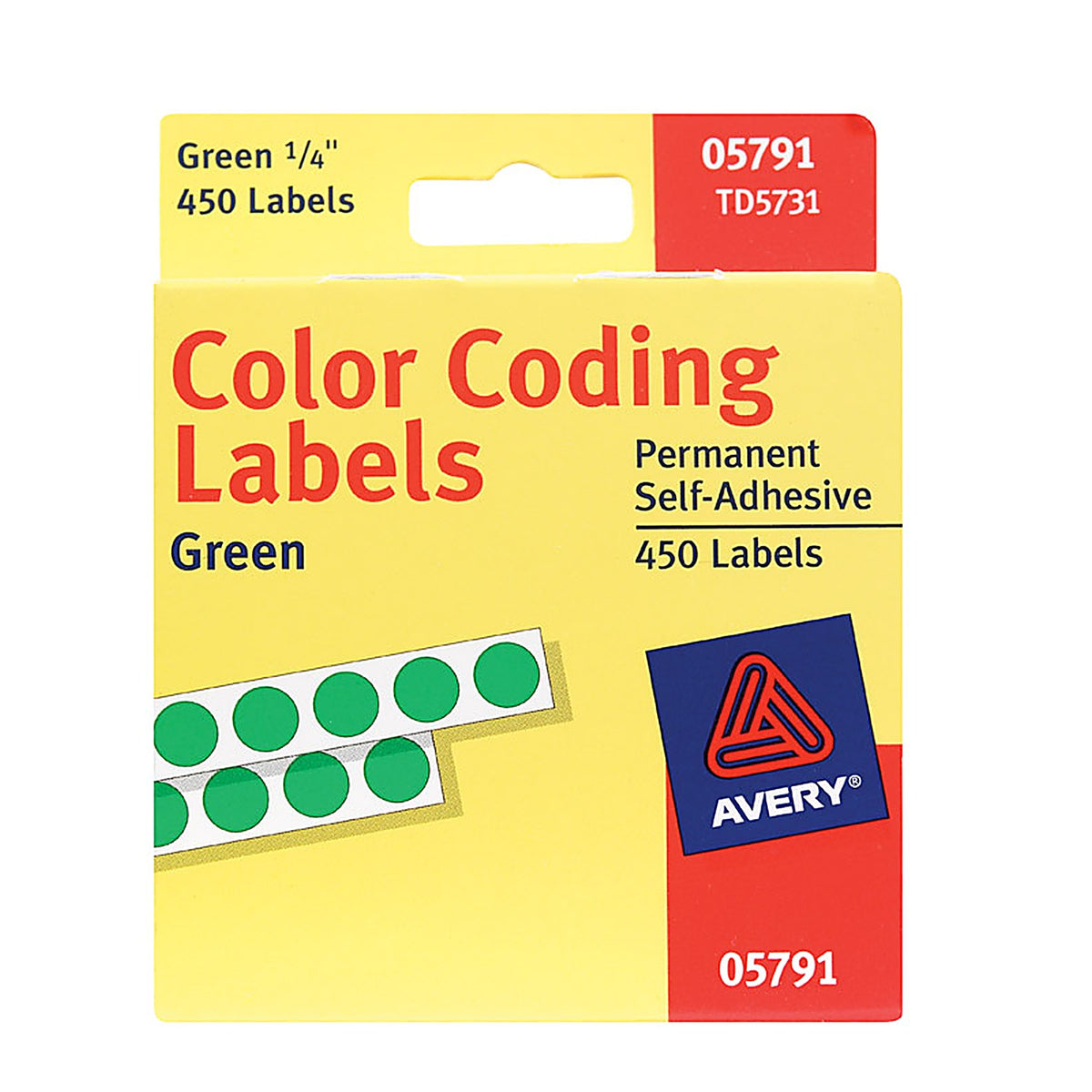 Avery - 05791 - 0.25 In. H X 1/4 In. W Round Green Color Coding Label 450 Pack