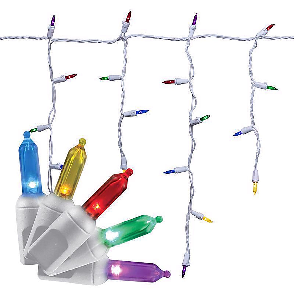 Celebrations - RIC100MUA - Classic LED T5 Multicolored 100 CT Icicle Christmas Lights 6 Ft.