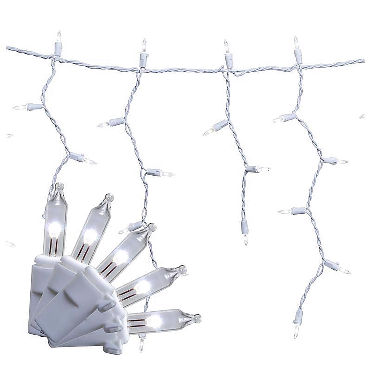 Celebrations - RIC100PWA - Classic LED T5 Pure White 100 CT Icicle Christmas Lights 6 Ft.