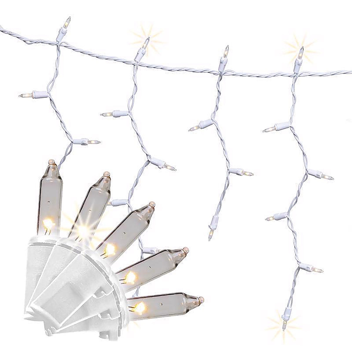 Celebrations - RIC100WTA - Classic LED T5 Warm White 100 CT Icicle Christmas Lights 6 Ft.