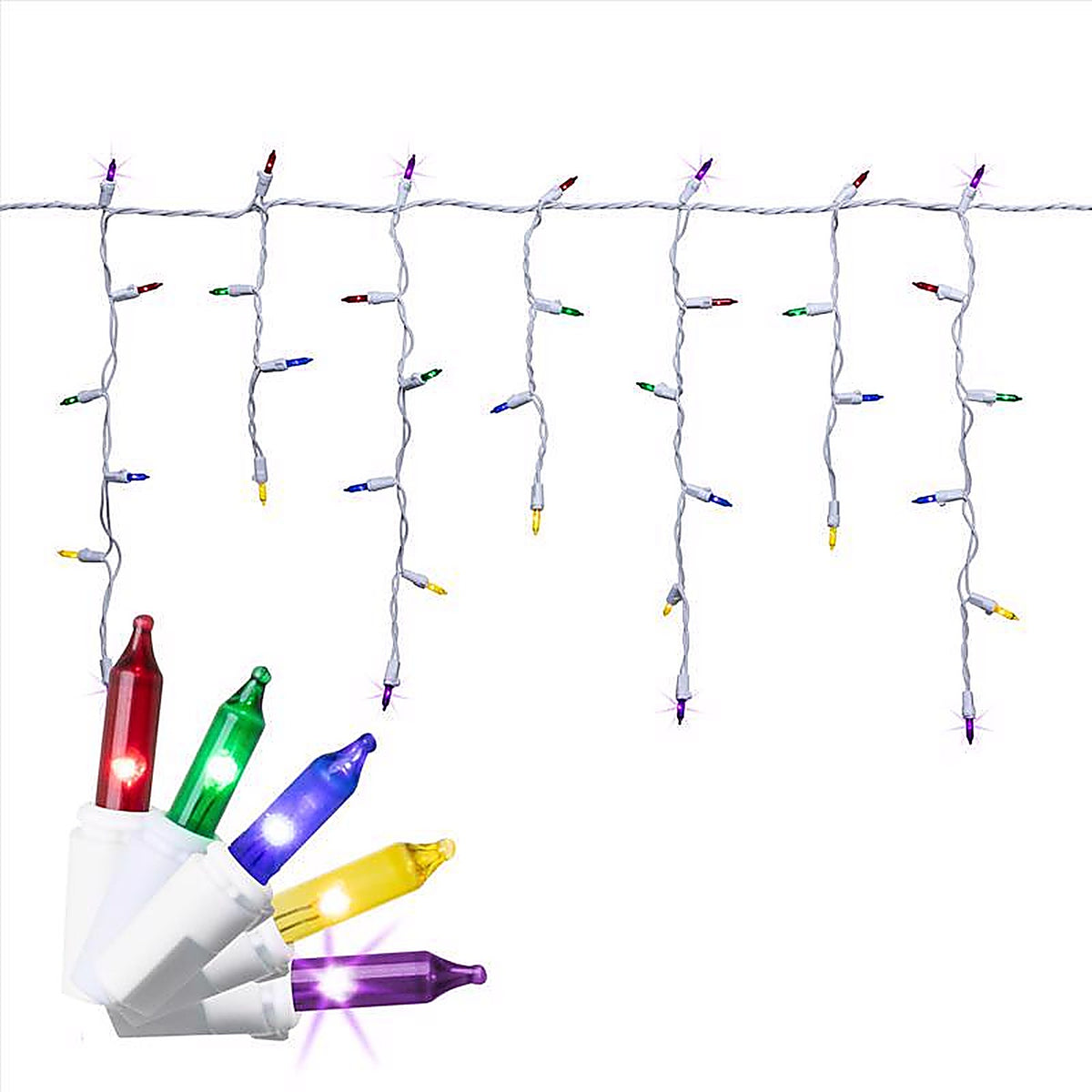 Celebrations - RIC100MTA - Classic LED T5 Multicolored 100 CT Icicle Christmas Lights 6 Ft.