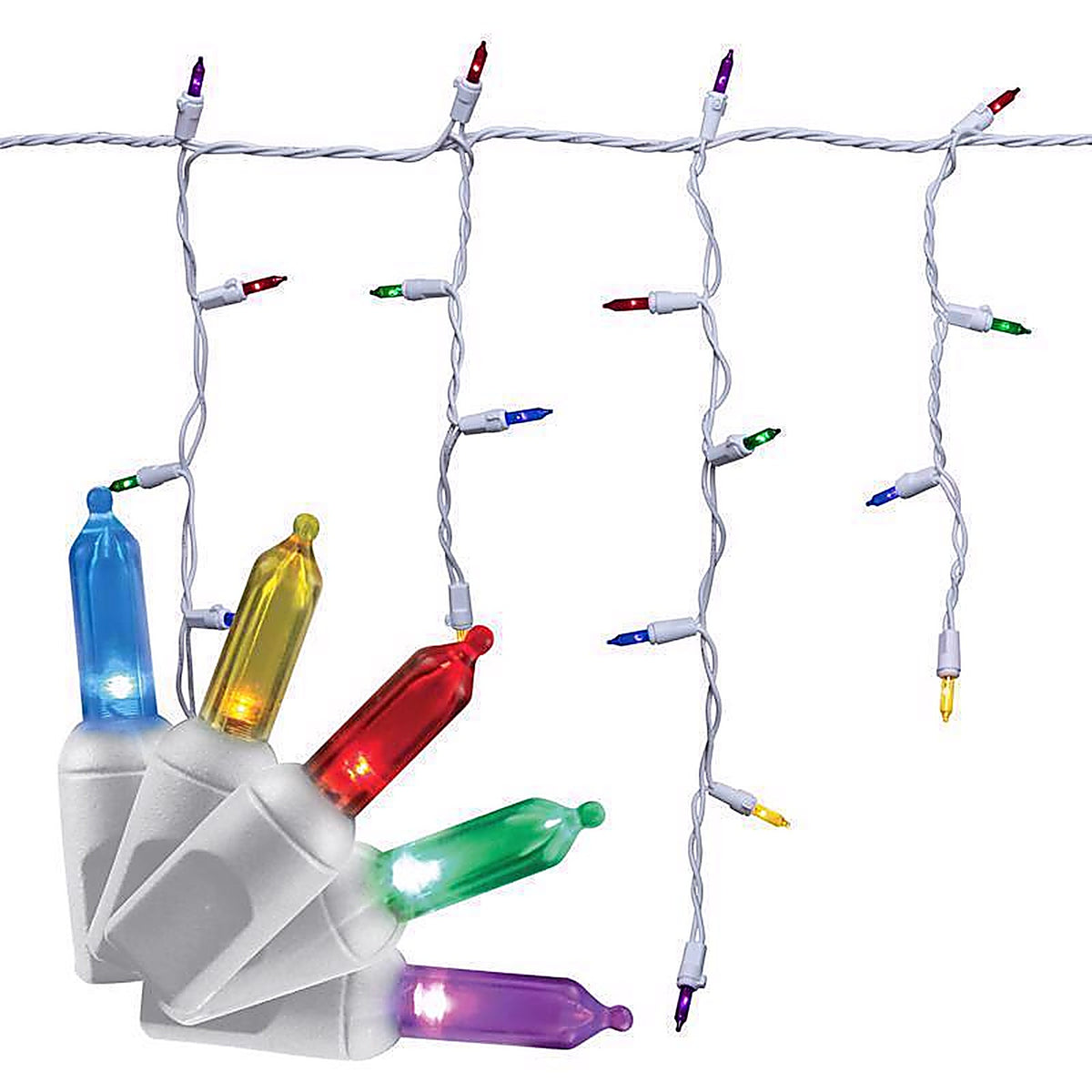 Celebrations - RIC300MUA - Classic LED T5 Multicolored 300 CT Icicle Christmas Lights 19.6 Ft.