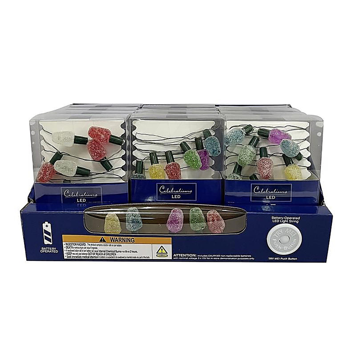 Celebrations - A33B7013 - LED Multicolored 15 CT Novelty Christmas Lights 7 Ft.