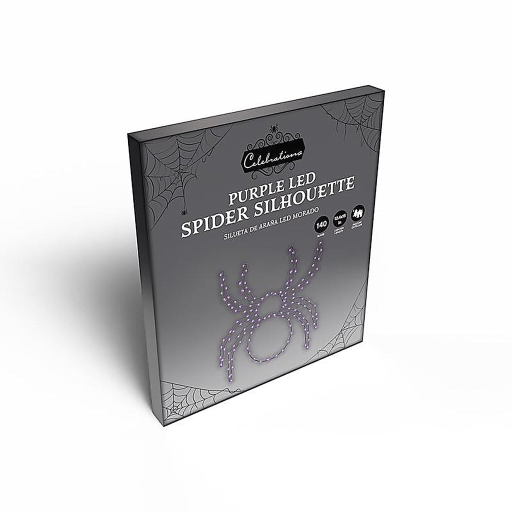 Celebrations - 24MSPLA - Purple 140 CT 16 In. LED Prelit Illuminated Spider Halloween Decor