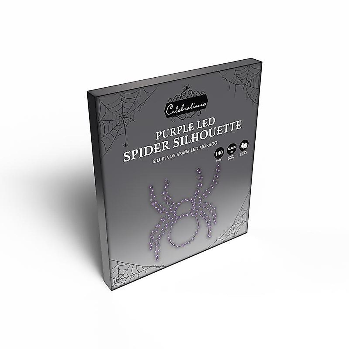 Celebrations - 24MSPLA - Purple 140 CT 16 In. LED Prelit Illuminated Spider Halloween Decor