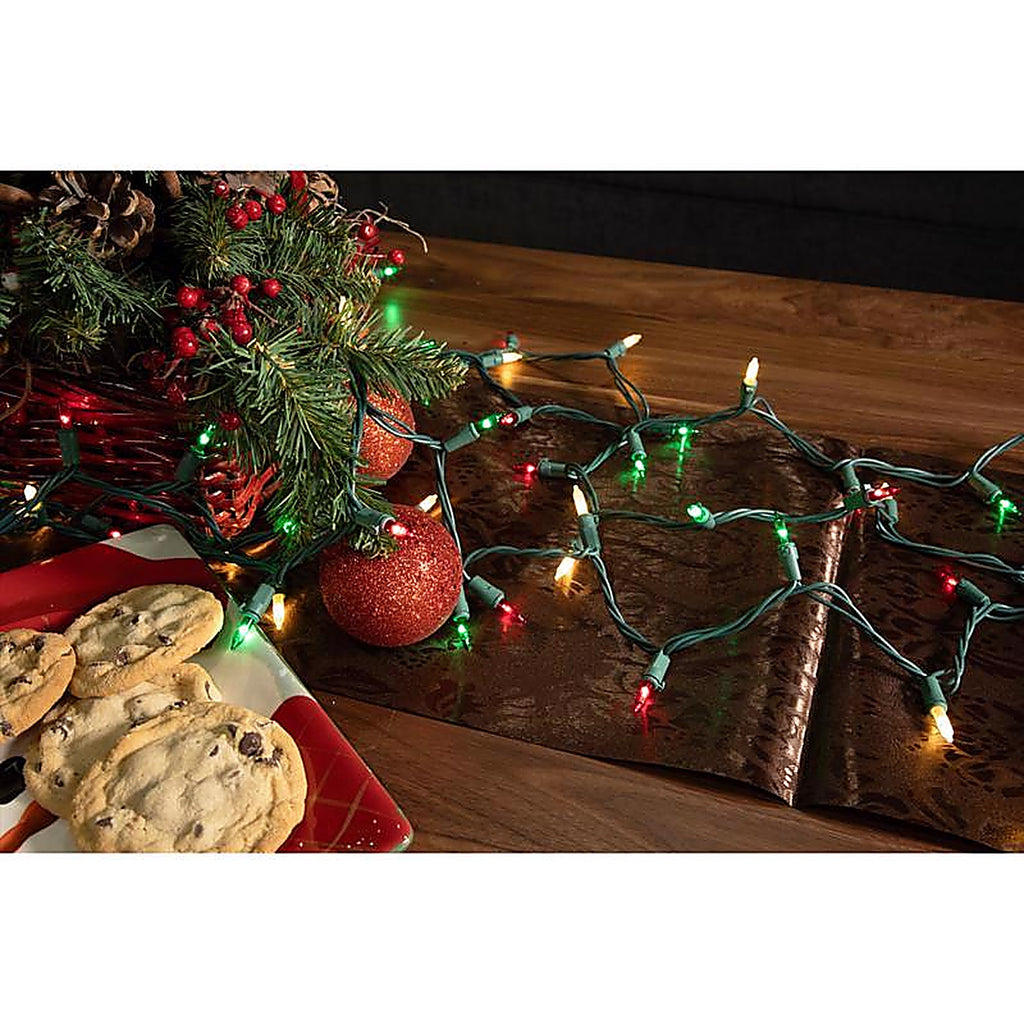 Celebrations - RT5100TRA - Classic LED T5 Red/Green/Pure White 100 CT String Christmas Lights 24.75 Ft.