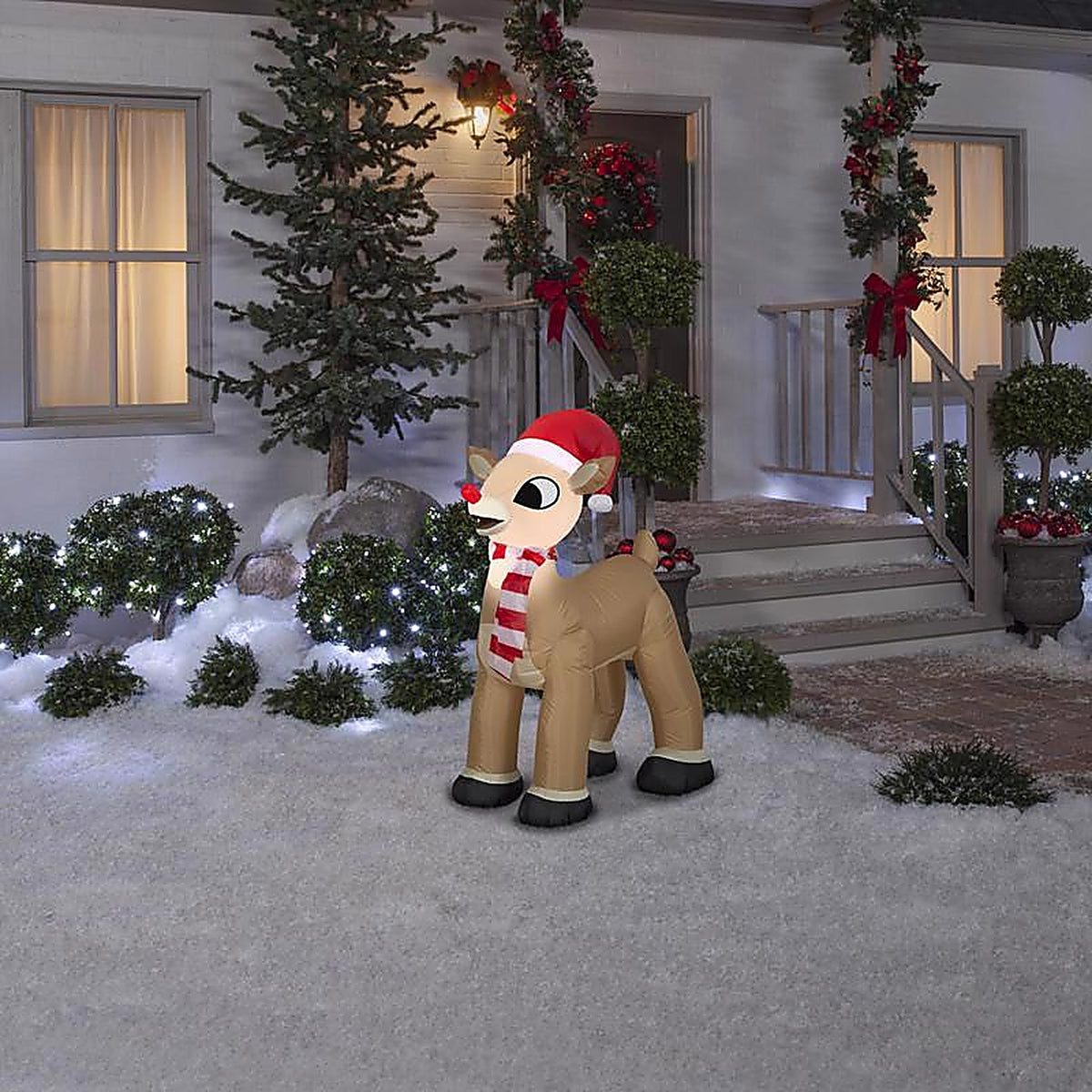 Rudolph - 36888 - Airblown Christmas Inflatable Rudolph the Red-Nosed Reindeer in Santa Hat and Scarf 42 In. I