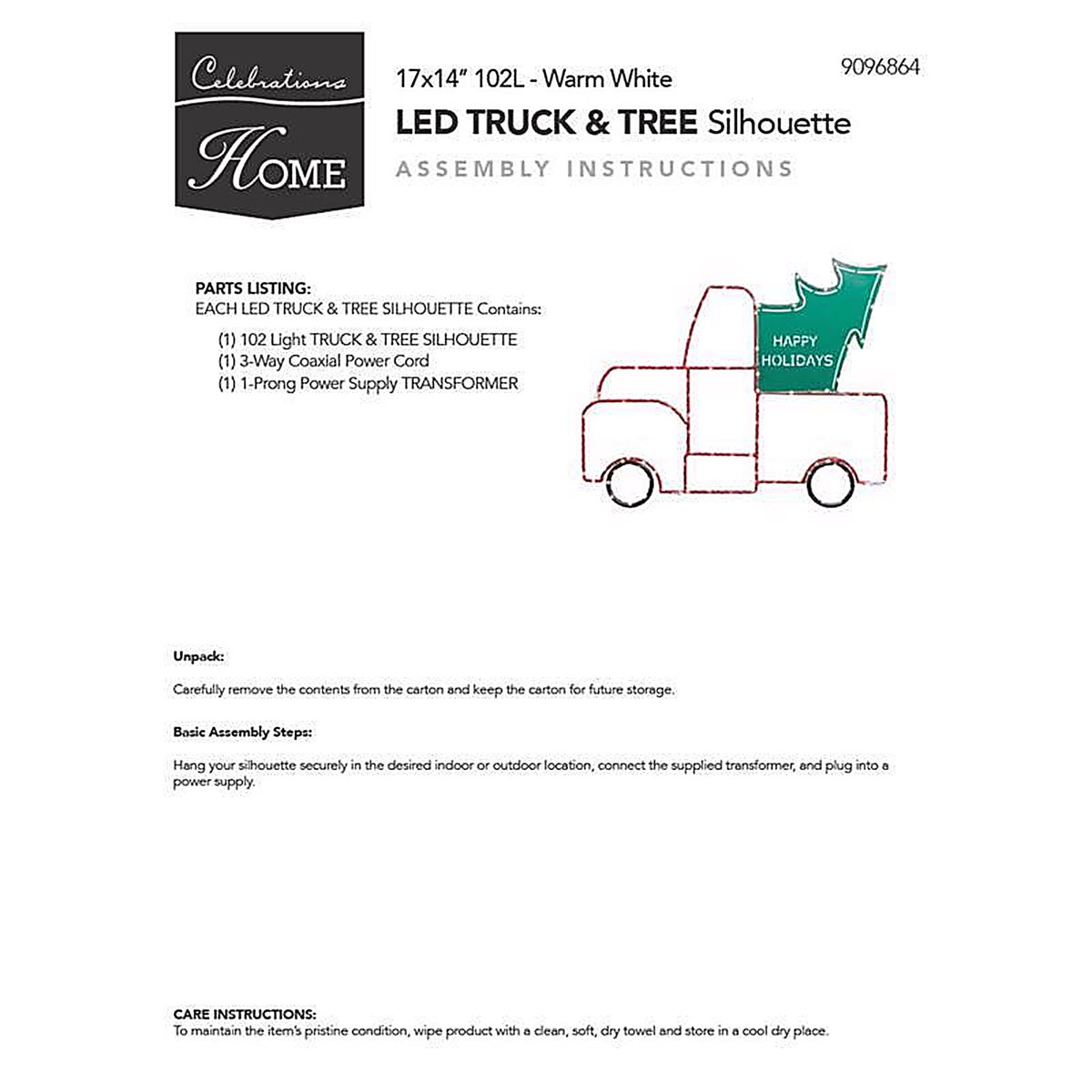 Celebrations - 28TRTA - LED Truck w/Tree Silhouette 15 In. Hanging Decor