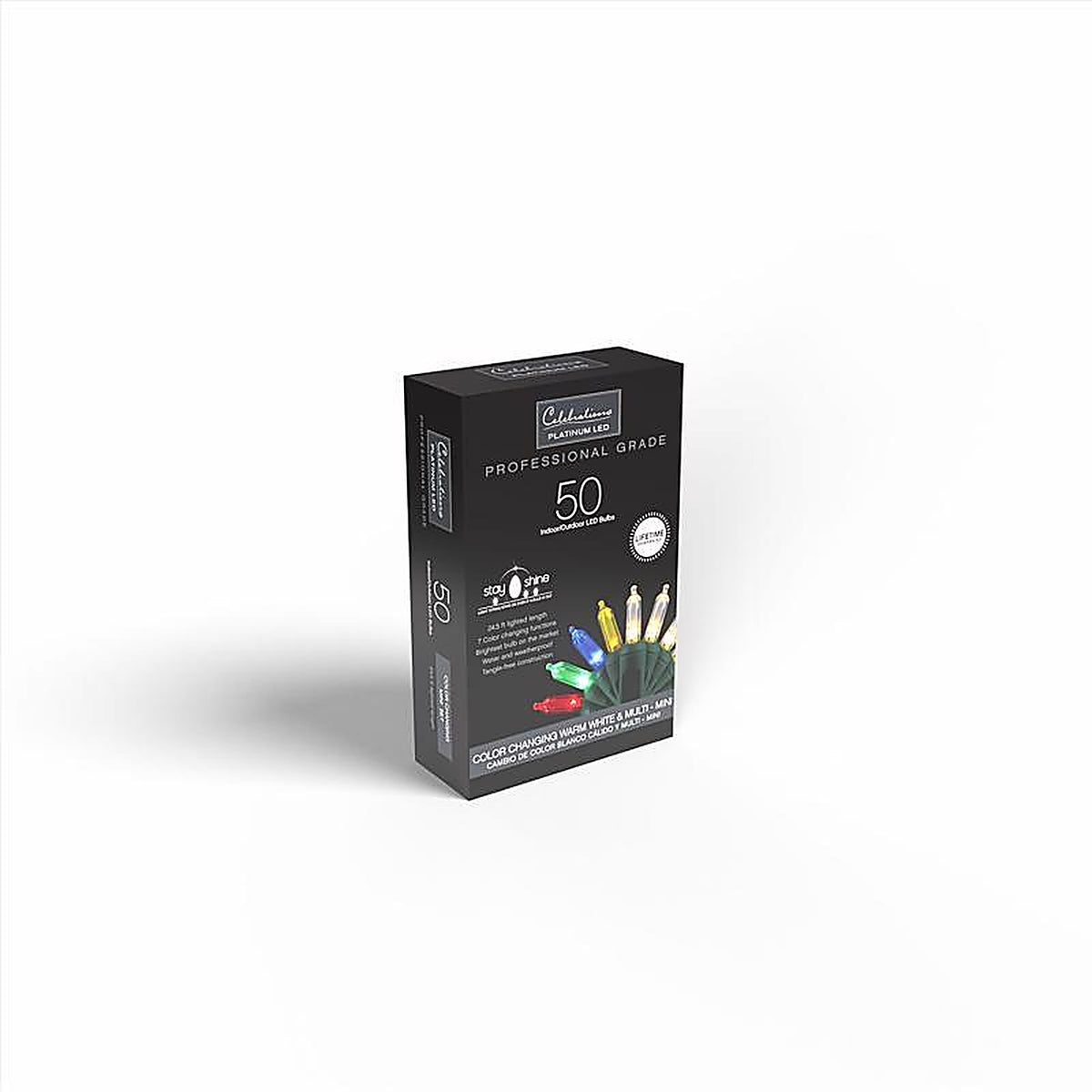 Celebrations - T550WMA - LED T5 Multicolored/Warm White 50 CT String Christmas Lights 24.5 Ft.