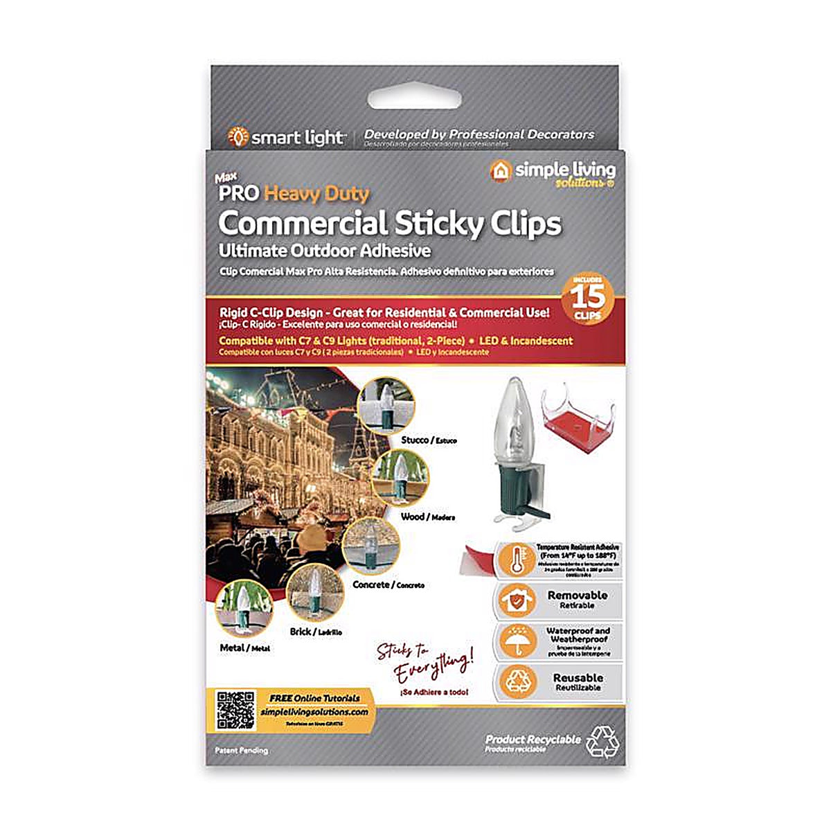 Simple Living Solutions - 744015 - Max Pro Heavy Duty Commercial Sticky Clips 15 Pack