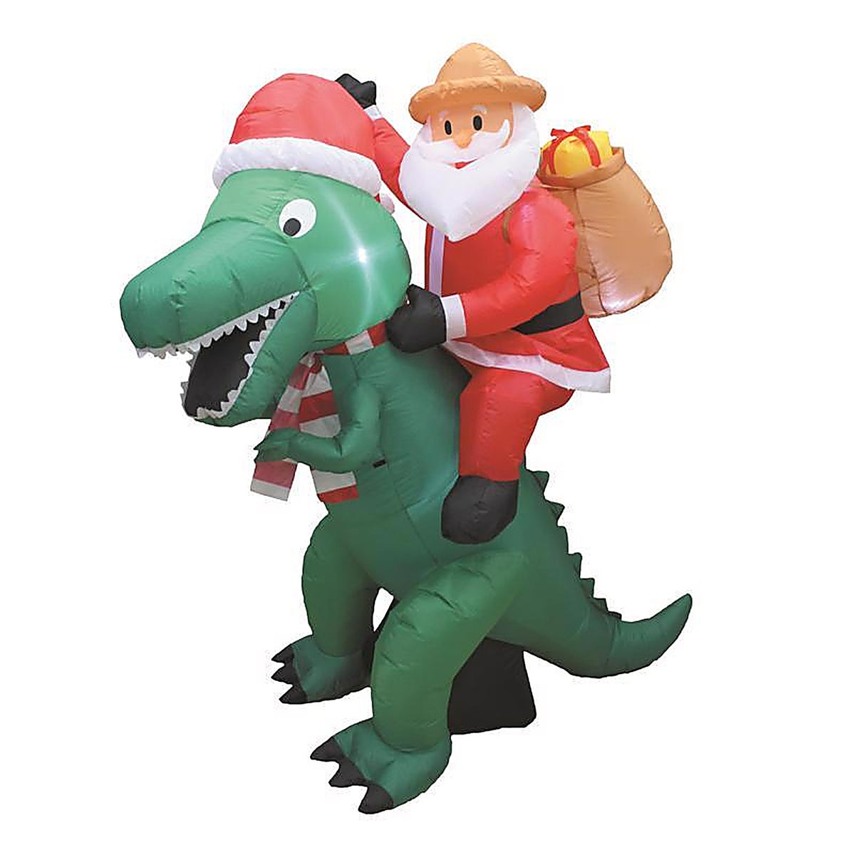 A Holiday Company - CH19088-180 - Jurassic Santa LED Dinosaur with Santa 6 Ft. Inflatable