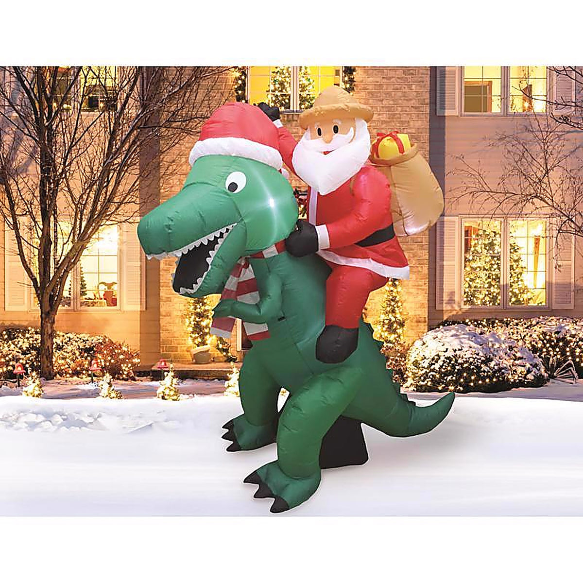 A Holiday Company - CH19088-180 - Jurassic Santa LED Dinosaur with Santa 6 Ft. Inflatable