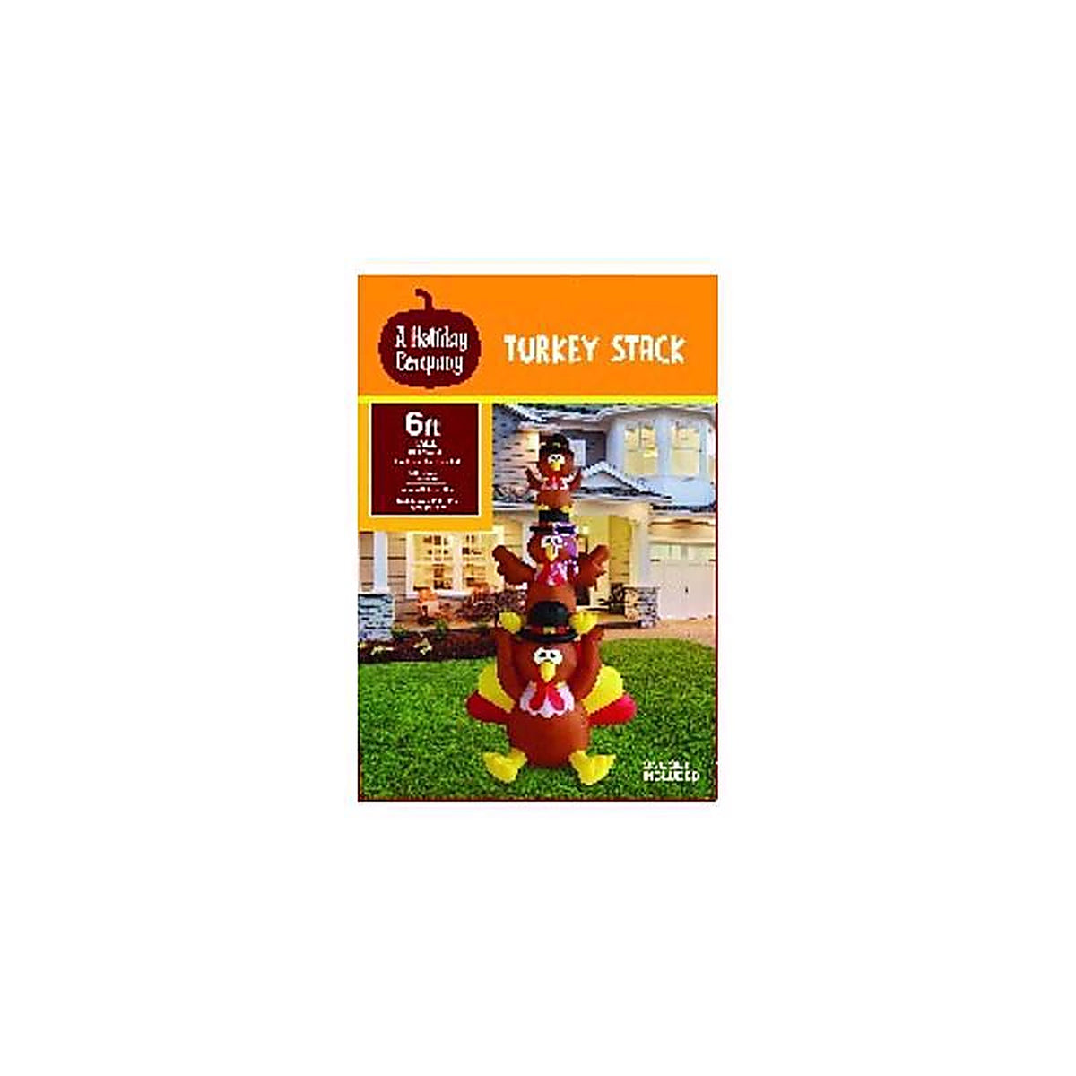 A Holiday Company - HL23033-180 - 6 Ft. Prelit Turkey Stack Inflatable