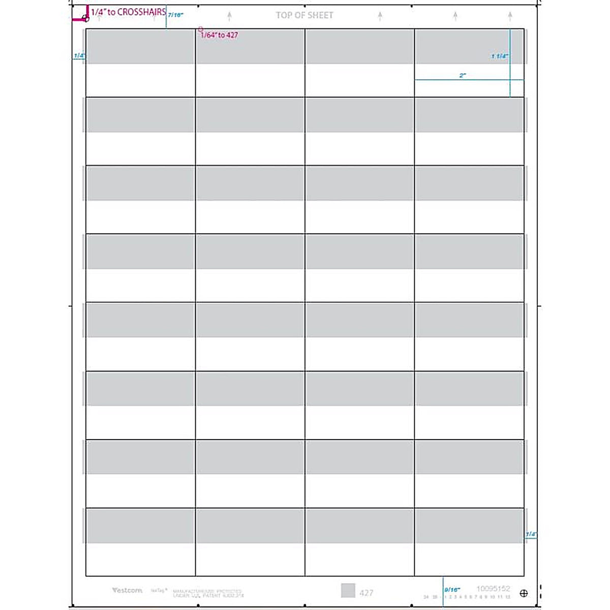 Vestcom - 10095152 - Pricing Tool Gray Bin Tag Labels - Sheet 32 Each