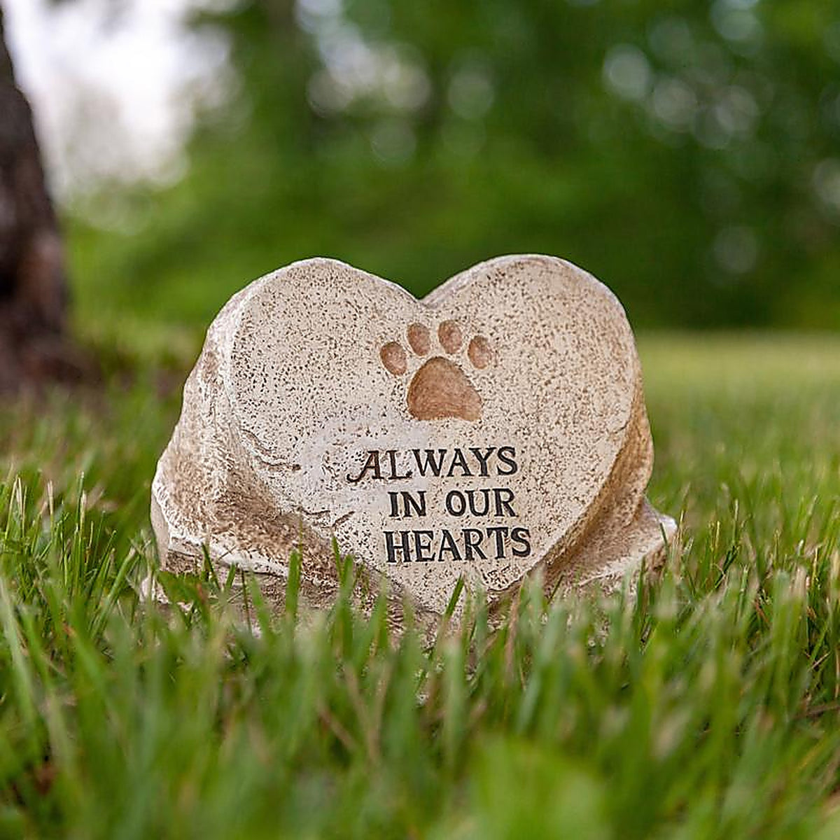 Gerson - ST135 - Always in Our Hearts Paw Print Memorial Stone Porch Decor 1 Each