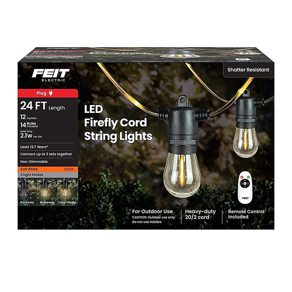 Feit - SL24-12MLED/FIL - LED Firefly Rope String Light Set Clear 24 Ft. 12 Lights